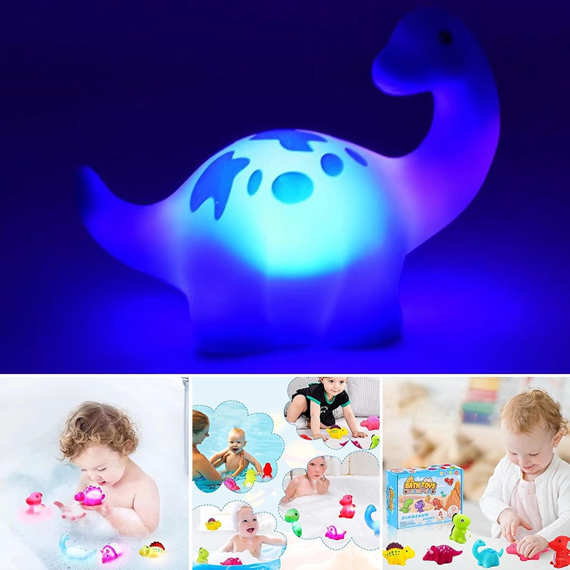 Glowing Dinosaur Shaped Bath Toy (6pcs/set with gift box Packaging)