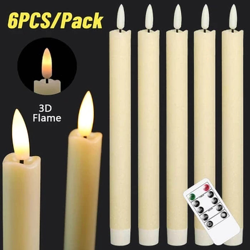 Drip Wax Flameless Taper Candles Flickering with 10-Key Remote
