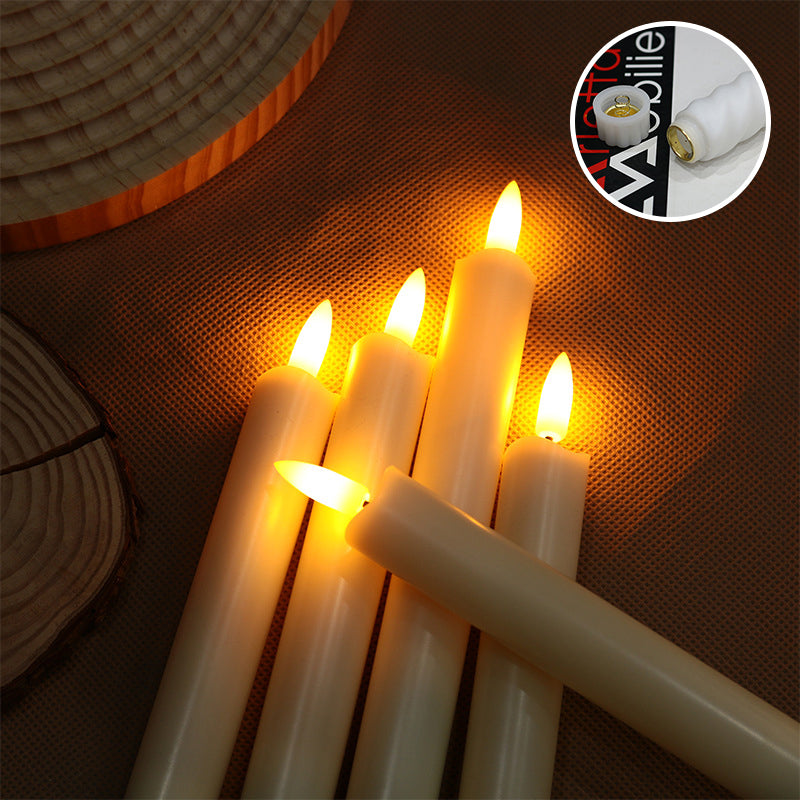 Drip Wax Flameless Taper Candles Flickering with 10-Key Remote