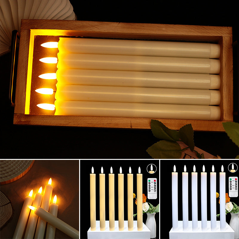 Drip Wax Flameless Taper Candles Flickering with 10-Key Remote