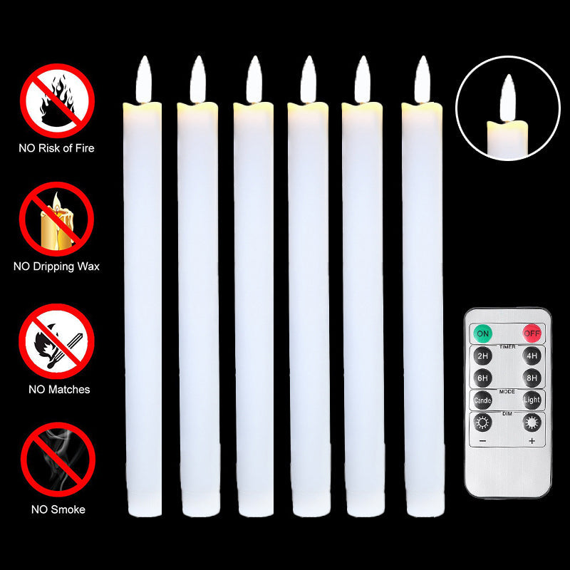 Drip Wax Flameless Taper Candles Flickering with 10-Key Remote