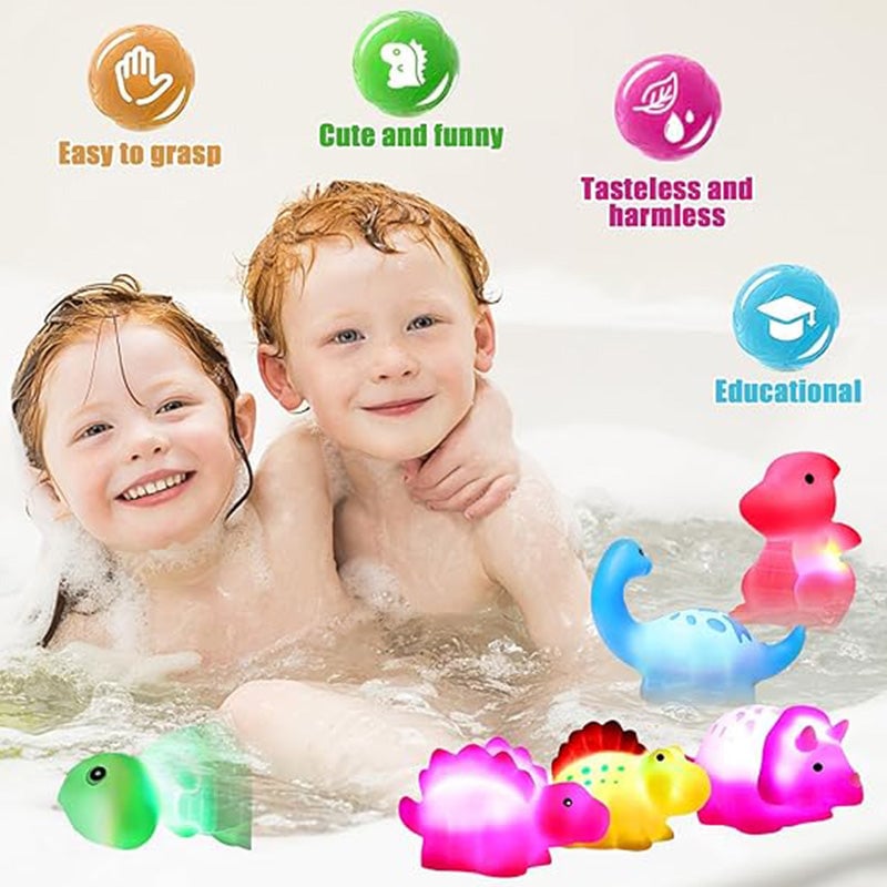 Glowing Dinosaur Shaped Bath Toy (6pcs/set with gift box Packaging)