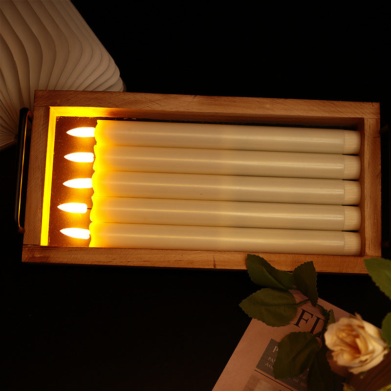 Drip Wax Flameless Taper Candles Flickering with 10-Key Remote