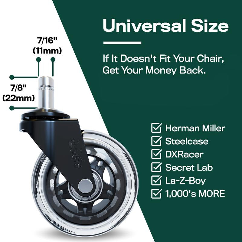 Office Chair Wheels - Set of 5