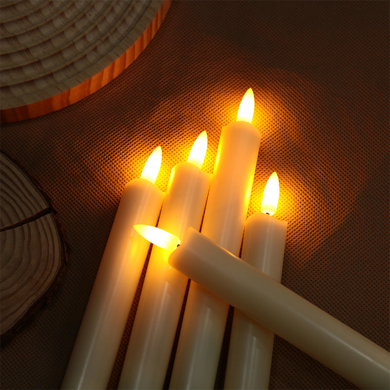 Drip Wax Flameless Taper Candles Flickering with 10-Key Remote