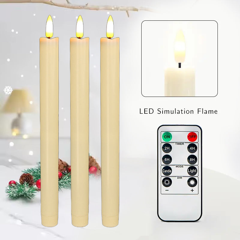 Drip Wax Flameless Taper Candles Flickering with 10-Key Remote