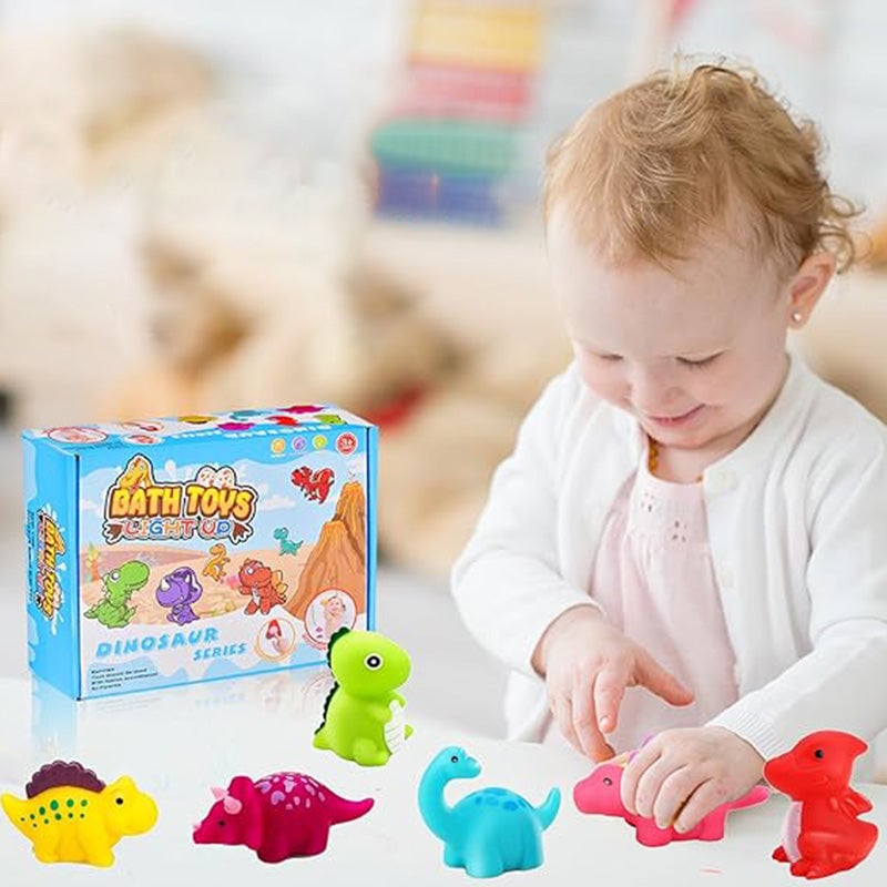 Glowing Dinosaur Shaped Bath Toy (6pcs/set with gift box Packaging)