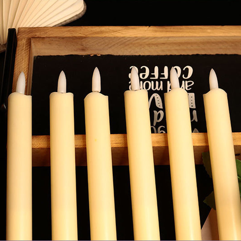 Drip Wax Flameless Taper Candles Flickering with 10-Key Remote