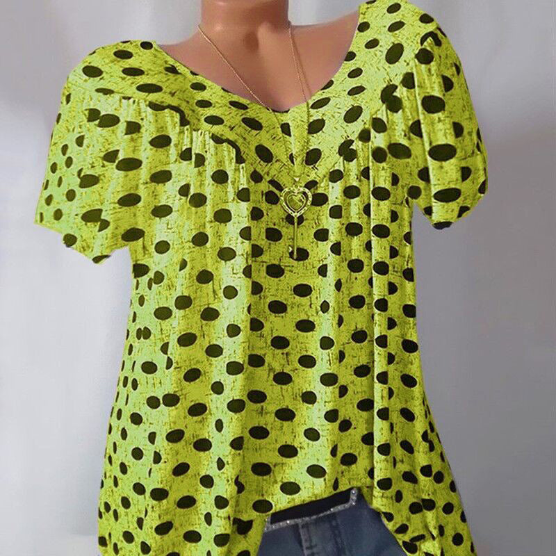 Ladies Polka Dot Print Casual T-Shirt
