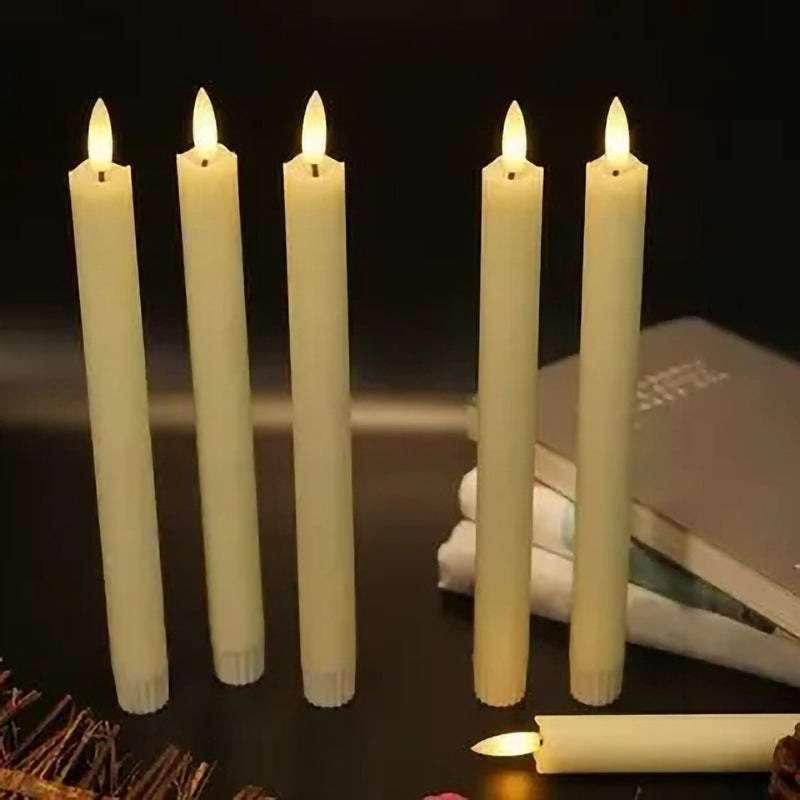 Drip Wax Flameless Taper Candles Flickering with 10-Key Remote