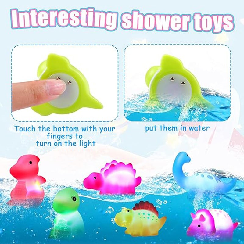 Glowing Dinosaur Shaped Bath Toy (6pcs/set with gift box Packaging)